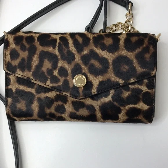 MICHAEL MICHAEL KORS Brown Printed Haircalf Phone Crossbody - Picture 2 of 4